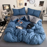 Yeknu  new class A can sleep naked washed cotton solid color sheets student dormitory simple double-spell four-piece bedding