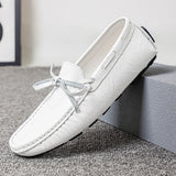 Yeknu  Spring Luxury Brand Loafers Soft Sole White Casual Shoes Designer Soft Leather Versatile Fashion Business Driving Leather Shoes