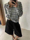Yeknu  Autumn Pullover Knitted T-Shirts Women Striped Print Fashion Casual Loose Ladies Blouses Korean Style Woman Sweaters Tops