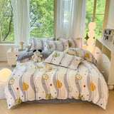 Yeknu  Small Fresh Milk Falai Plush Single Item Quilt Cover Printed Plaid Thickened Warm Duvet Cover 180x220 200x230 220x240