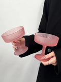 Yeknu  Pink Drill Patterned Glass Ice Cr Cup Dert Glass Sculpted Design Single Layer Universal Cup Nordic Sle 200ml Capaci