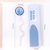 Yeknu  Colored Glass Spoon Creative Wave Handle Milk Dessert Spoon Long Handle Coffee Stirrer GIfts Box Set