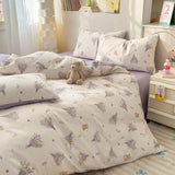 Yeknu  100% Cotton 4-Piece Duvet Cover Set (1 Duvet Cover 2 Pillowcases 1 sheet), Minimalist Cartoon Design, Ultra-Soft Bedding Set