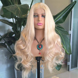 Yeknu  Strawberry Blonde Loose Body Wave Wig Synthetic Hair Free Part Honey Blonde Long Wavy 13X4 Lace Front Wigs for Women Fashion
