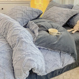 Yeknu  Milk Fleece Single Quilt Set Autumn/winter Thickened Warm Solid Color Duvet Cover 200x230 220x240 Bedding for Double Use