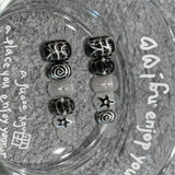 Yeknu  10pcs Dark Sweet Cool Press on Nails Set Short Round Square Nail Hand-painted Embossed Star False Nails Gothic Y2K Fake Nails