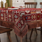 Yeknu American Style Chenille Tablecloth Retro Ethnic Minority Style Embroidery Rectangular Table Clothes Geometry Classical Deskcover