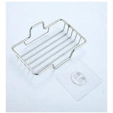 Yeknu  Stainless steel bathroom soap box wall mounted drilling-free kitchen sponge bathroom saving storage essential