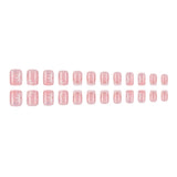 Yeknu  24pcs French Fake Nails Small Flower Diamond-Studded White-Edged Press on Nail Short Square Full Coverage Nail for Women&Girl