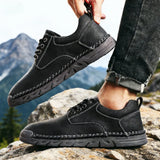 Yeknu  Men Boots Spring Autumn High Top Handmade Leather Shoes Soft Sole Comfortable Fashion Sneakers Non-slip Durable Stylish Loafers