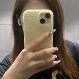 Yeknu Korean Cute Polka Dot Macron Color Phone Case For iPhone 16 15 14 13 12 Pro Max Trendy Aesthetic Anti Knock Soft Back Cover