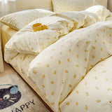 Yeknu  New cartoon pure cotton bed four-piece set four seasons skin-friendly girl heart bed sheet quilt cover student dormitory bedding