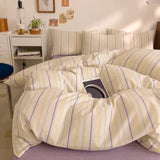 Yeknu  New All-cotton Class A Striped Washed Cotton Quilt Cover Skin-friendly and Comfortable Bedding Covers 160X210 220X240