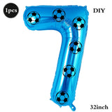 Yeknu  Soccer Birthday Party Decoration Multi Color Number 7 Balloon 32Inch 1 2 3 4 5 6 7 8 9 Digit Football Balloon Large Figure Golob