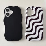 Yeknu  Summer Dopamine Vertical Stripes Phone Case For iPhone 16 15 14 13 12 Pro Max Cases Wave Shape Shockproof Back Cover