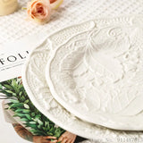 Yeknu  Ceramic Relief Pattern Grape Strawberry Dining Plate French Style Western Pasta Tableware Kitchen Dessert Fruit Salad Plate, 1Pc