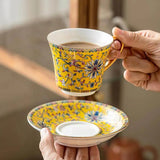 Yeknu  Creative Floral Pattern Cute Cups, Household Office Items Porcelain Water Mug, Minimalist style Coffee Cup and Plate Combination