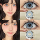 Yeknu  1 Pair High Quality Blue Lenses Colorld Contact Lenses with Degree 0.00 to- 8.00 Cosmetic Natural Eye Contacts Lenses
