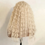 Yeknu  Platinum Blonde Deep Curly Wavy 13X4 Lace Front Wigs for Women Middle Part 60 Loose Curly Synthetic Hair Daily Party Cosplay