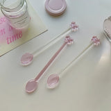 Yeknu  Pink Bow Glass Long Stirring Spoon Heat Resistant High Borosilicate Glass Spoon Girl Heart  Spoon