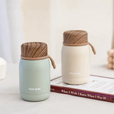 Yeknu  220ml Mini Wood Lid Stainless Steel 304 Thermal Flask Fashion Portable Pocket Coffee Tea Thermal Water Bottle Tumbler