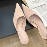 Yeknu  New Summer Concise Pointed Toe Women Slippers Fashion Thin Low Heels Party Pumps Mules Slide Shoes