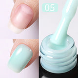 Yeknu  Rubber Base Gel Nail Polish Pink White Base Gel Top Coat Jelly Semi Transparen French Soak Off UV Nail Art Varnish