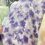 Yeknu  100x150cm Jacquard Chiffon Fabric Summer for Dresses Skirts Shirt T-shirt Sewing Needlework Cloth Thin Soft Breathable Flower