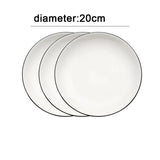 Yeknu  white tableware black edge ceramic household kitchen supplies sushi fruit salad dessert steak plates western plate