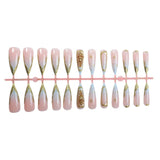 Yeknu  24PCS 3D Gold Leaf Press on Nails European and American Fake Nail Long Pointed Full Coverage Nail Tips for Women&Girl False Nail
