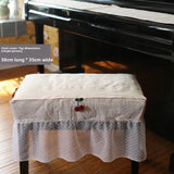 Yeknu  American Country Sle Small Cherry Cotton Linen Piano Towel Lace  Piano Cover Bench Cuion Dustproof Protective Cover