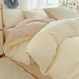Yeknu  Waffle Washed Cotton Four Piece Set, Non All Cotton Bedding, Pure Cotton Bedding, Student Dormitory Bed Sheets Duvet Cover Set