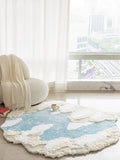 Yeknu Blue Sky White Clouds Pattern Irregular Carpet for Living Room Soft Fluffy Kids Room Carpet Cloakroom Bedside Floor Mat Bedroom