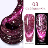 Yeknu  Gold Reflective Moonlight Gel Nail Polish Cat Magnetic Aurora Spar Glitter Semi-Permanant Varnish Nail Art Magnetic