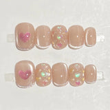 Yeknu 10Pcs Handmade Press on Nails Full Cover Cute Cat Eye Glitter Design Short Ballerina False Nails Wearable Manicure Nail Tips Art