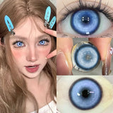 Yeknu  2PCS Halloween Color Contact Lenses with Prescription Cosplay Blue Contact Lens Covering Pupils Beauty Eyes Cosmetics