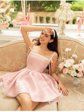 Yeknu  New Pink Splicing White Cute Short Dress Summer Sleeveless Lace-up Waist Princess Puffy Dress Women's Clothing