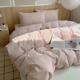 Yeknu  Nordic sling Cotton Pink Stripes Duvet Cover 150x200 Size Girl's Room housse Skin friendly Breathable Comforter Sets