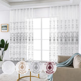 Yeknu  2 Panels Sheer Curtains Embroidered Window Voile Drapes for Living Room Grommet Top Solid Lightweight for Bedroom Home Decor