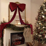 Yeknu  50x180cm Super Large Wine Red Velvet Christmas Bow Xmas Tree Bowknot Pendant Ornaments DIY Wedding New Year Party Decor Gifts