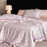 Yeknu 82% lyocell, 8% silk and 10% nylon soft silky flowers digital printing bedding set duvet cover flat/fitted bed sheet pillowcases