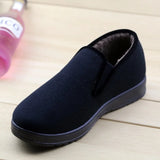 Yeknu  Thickened Fleece Lined Winter Beijing Cloth Shoes Men's Climbing Work Shoes Warm Old Age One Step Slip-On Non-Slip Rubber Sole