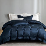 Yeknu 1200TC Egyptian Cotton Luxury Solid Color Hotel Style Satin Silky Bedding Set Duvet Cover Flat/Fitted Bed Sheet Pillowcases 4Pcs