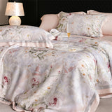 Yeknu 82% lyocell, 8% silk and 10% nylon soft silky flowers digital printing bedding set duvet cover flat/fitted bed sheet pillowcases