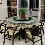 Yeknu  New Lace Tablecloth Pastoral round tablecloth Dining table cloths Home Embroidery table cover rose gold decoration house towel