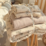 Yeknu  Pure Cotton Printed Double-Layer Yarn Quilt Cover Luxury Nude Sleeping Duvet Cover for Kids Adults Single Double Size Bedding