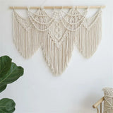 Yeknu With Wooden Stick Hand-Woven Bohemia Tassel Curtain Tapestry Wedding Backgrou Boho Decor Large Macrame Wall Hanging Tapestry