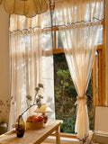 Yeknu  1pc Japanese linen rod wrapped black edge living room study dust curtain