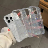 Yeknu  Glitter Sparkling Bling Phone Case For iPhone 17 16 15 14 13 12 11 Pro Max 16Promax Soft Transparent Protection Back Cover