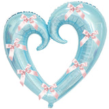 Yeknu  40 inch Large Heart Foil Balloon with Bow, Red Hook Heart Shape For Valentine's Day Wedding Engagement Bachelor's Party Decor